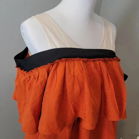 Isa Arfen Linen Mini Dress 10 Orange - Picture 3 of 11